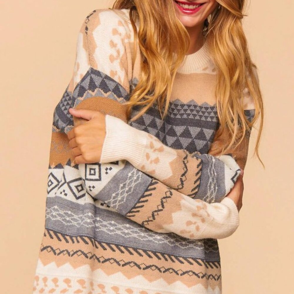 Cozy, Soft Knit Oversized Pullover Sweater - Casual Comfortable Knit for Women